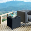 Side Table Furniture Tempered Glass Garden Patio Wicker Black