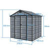 8X6FT Plastic Garden Shed Apex with Floor Window Lockable Door Wood Grain Grey