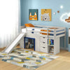 Single Size Farmhouse Loft Bed Frame with Storage Space & Ladder-Blue