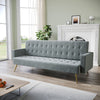 Modern Luxury Velvet Sofa Bed Grey 3 Seater Nonwoven Contrast Gold Metal Legs