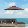 Wooden Patio Umbrella Parasol Garden Outdoor Sunshade 6 Ribs Brown UK