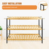 3 TIER NATURAL BAMBOO SHOE RACK ORGANISER STAND STORAGE SHELF UNIT