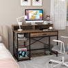 Industrial Computer Desk Writing Workstation w/Storage Drawer and 2 Open Shelves