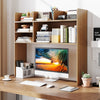 COSTWAY Desktop Bookshelf Desk Hutch Shelf for Computer Monitor-Natural
