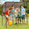 Outdoor Patio BBQ Canopy w/ Metal Shelves & Hooks-Brown