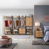 Industrial Open Wardrobe Clothes Rail Storage Unit Hanging Rack 2 Drawers Oak