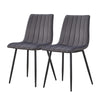 2x Grey Dining Chairs Velvet Padded Seat Kitchen Dining Room Chair Modern
