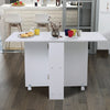120x72cm Drop Leaf Table Folding Mobile Kitchen Dining Table with Open Shelves