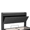Upholstered Ottoman Bed, 5ft King Bed Frame with Storage, LED, USB Linen Grey