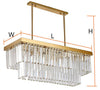 Crystal Dining Room Island Pendant Lamp Long Chandeliers Rectangle Ceiling Light