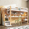 Bunk Bed with Desk & Shelves, Loft Bed with Storage Stairs, 3FT Wooden Bed Frame