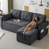 L-Shaped Sofa Bed 3 Seater Couch Pull Out Sectional Couch Bed Corner Sofa Grey