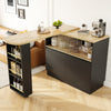 Kitchen Island Storage Cabinet w/ Extendable 360° Swivel Dining Table Bar Table