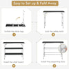 Folding Camping Table Portable Picnic Table 2-Tier Open Shelves-Black
