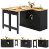 360° SWIVELLING DINING & BAR TABLE KITCHEN ISLAND WITH STORAGE CABINET WINE RACK