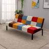 Patchwork Fabric Sofa bed Click Clack Couch Recliner Metal Frame Bed