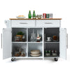 Kitchen Island Kitchen Trolley Cart with Knife Block-White