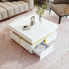 Coffee Table Living Room Storage Display Square Tea Table With 2 Drawers, White