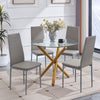 Round Clear Tempered Glass Dining Table Golden Metal Legs Dining Room Kitchen