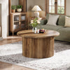 Round Coffee Table, 31.5-Inch Farmhouse Circle Center Table for Living Room