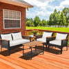 4 Pieces Outdoor Patio Furniture Set PE Rattan Patio Conversation Set w/Cushions