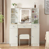 Dressing Table W/ 3Drawers HD Mirror Stool Set Makeup Desk Vanity Table Bedroom