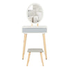 Dressing Table Vanity Set Makeup Table with LED Dimmable Light Mirror Stool Grey