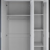 3 Door Matte White Triple Wardrobe with Hanging Rail & Shelves Storage Cupboard