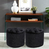 Crushed Velvet Pouffe Footstool Chairs Diamante Dressing Table Foot Stools Black