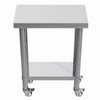 Stainless Steel Kitchen Work Bench Catering Table Worktable W/Undershelf, Wheels