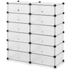 24 Pairs Shoe Storage Cubes Modular Storage Boxes w/Doors Freestanding Shoe Rack