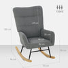 Rocking Chair Teddy Upholstered Accent Chair Modern Armchair with Backrest, Grey