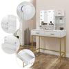 Dressing Table Makeup Desk with LED Light Mirror 2 Drawers Bedroom Vanity Desk