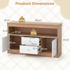 Multifunctional Display Cabinet Toy Storage Organizer w/2 Drawers-Natural