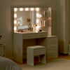 White Dressing VanityTable LED Mirror Makeup Desk with 5 Drawers 2Shelves
