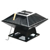 SQUARE FIRE PIT BBQ GRILL HEATER OUTDOOR GARDEN FIREPIT BRAZIER PATIO OUTSIDE