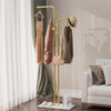 Gold Dual Pole Clothes Stand Coat Garment Rack Hanger with Marble Base