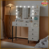 White Dressing Table Makeup Desk and 5 Drawers, 11 LED Bulbs Mirror Vanity Set