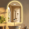 Arched LED Wall Mirror for Bathroom Backlit Anti-fog Time,Temp.Display Bluetooth