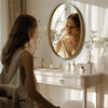 Modern Oval Gold Accent Wall Mirror Mounted Fireplace Hallway Bedroom Bathroom