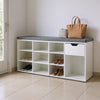 Wood Shoe Bench Hallway Shelves Rack with Cushion Storage Bench with Padded Seat