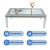 Glam Silver Coffee Tables Dazzling Crushed Crystal Border Mirrored Center Table