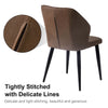 Set of 2 Faux PU Leather Brown Chairs Seat Dining Room Restaurant with Metal Leg