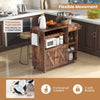 Kitchen Island Storage Trolley Rolling Cart Cupboard with Wine Rack & 2 Doors