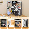 Pretend Play Kitchen for Kids Toddler Aged 3+ Wooden Toy Set w/ Range Hood Brown