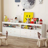 Playroom Wooden Children Bookshelf Storage Chest w/ Open Shelf-White