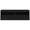 TV Wall Cabinets with in Black - Engineered Wood Modern Media Unit for A1C9