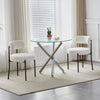 Set of 2 Boucle Dining Chairs with Oversized Seat Round Kitchen Chairs White