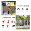 4/5/6/8/10FT Steel Garden Storage Shed Tool House with Side Canopy & 2 Air Vents