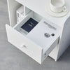 White Bedside Table 2 Drawers LED with Charging Station Nightstand Cabinet